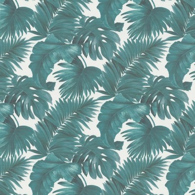 Kasmir Keanu Palm 55 Peacock in 1453 Blue Polyester  Blend Fire Rated Fabric Heavy Duty CA 117  Tropical  Vine and Flower   Fabric